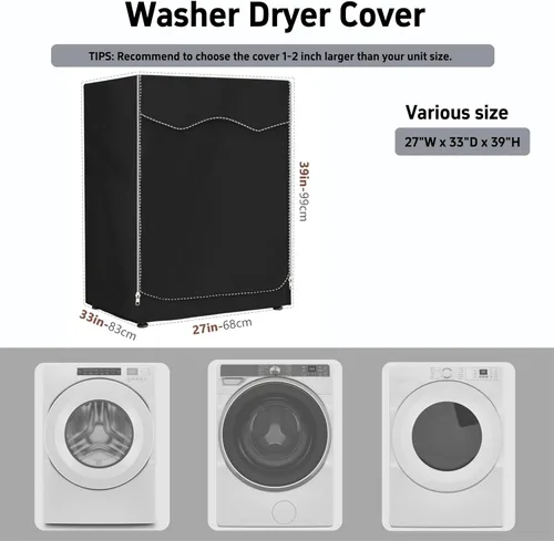 Vista 2 de MBOOM Cubierta para lavadora/secadora, 600D Oxford impermeable a prueba de polvo, protección completa, adecuada para lavadora de carga frontal, 27