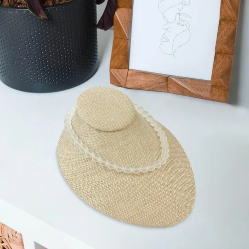 Vista 7 de MOOCA Juego de 2 piezas de collar de lino texturizado para exhibición de bustos, exhibición de joyas, collar, cadena de joyería, soporte