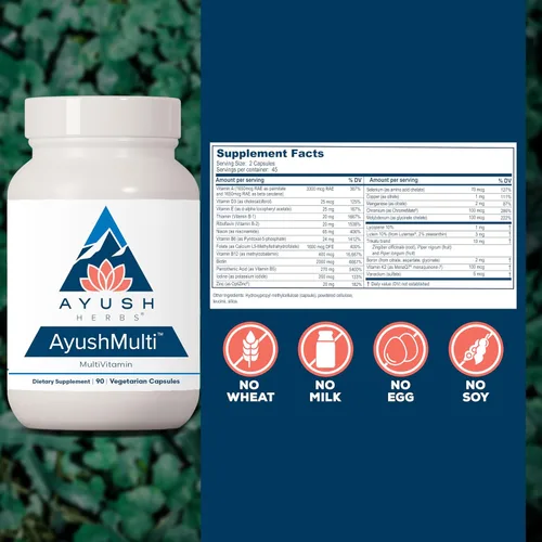 Vista 3 de Ayush Herbs Ayush Multi - Cápsulas multivitamínicas con yodo y zinc para hombres y mujeres, soporte diario de vitaminas y minerales para adultos, 90