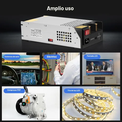 Vista 7 de Convertidor de 1000 W, convertidor de 110 V CA a 12 V CC, fuente de alimentación, transformador de interruptor de corriente máxima de 83 A CC
