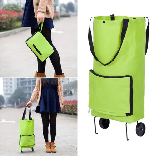 Vista 2 de Carrito de compras plegable con ruedas, carrito de comestibles plegable sobre ruedas, carrito de compras, bolsa de compras extensible con ruedas