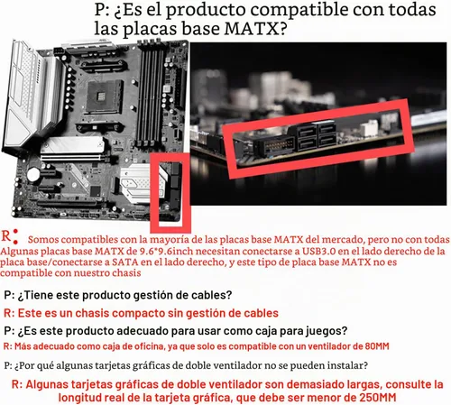 Vista 9 de TGDGAMER Caja Matx: Caja Micro ATX de Alto Flujo de Aire, Compatible con MATX, Mini-ITX, Caja Micro ATX delgada con Puerto I/O USB3.0x1, Negra