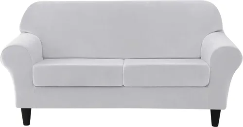 Vista 18 de Funda elástica para sofá, funda de terciopelo ultra suave, protector de muebles para mascotas y niños (beige, pequeño)