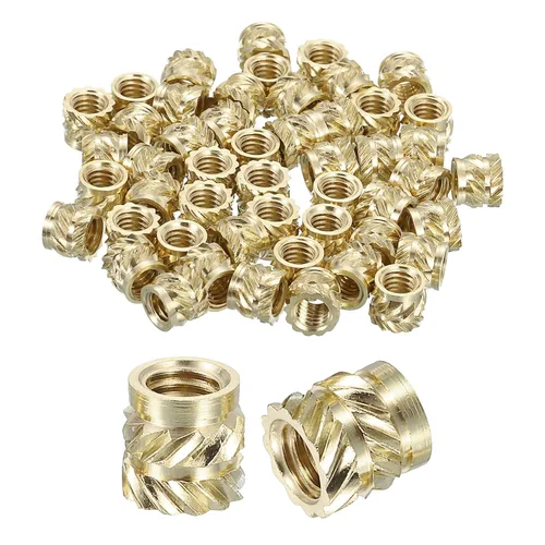 Vista 64 de uxcell Tuercas de inserción moleteadas, 100 piezas M1 x 1.5mm L x 2mm DE 3D Impresión de latón Tuercas de inserción roscadas hembras Insertos
