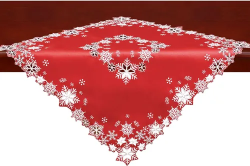 Vista 4 de Juego de 4 servilletas bordadas con copos de nieve para Navidad e invierno (doradas, servilletas de 12 x 12 pulgadas)