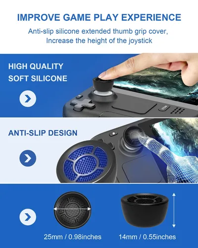 Vista 2 de 6 Pcs Joystick Thumb Grips Caps DEVASO Silicone Joystick Protector 4 Pcs of Anti-Slip Extended Thumb Grips Covers for Steam DeckSwitchPS5PS4Xbox 2