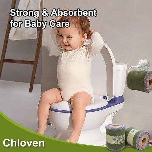 Vista 5 de Chloven Rollo de papel higiénico reutilizable lavable, paquete de 48 toallas de tela de algodón, toallitas absorbentes enrollables, pañuelos