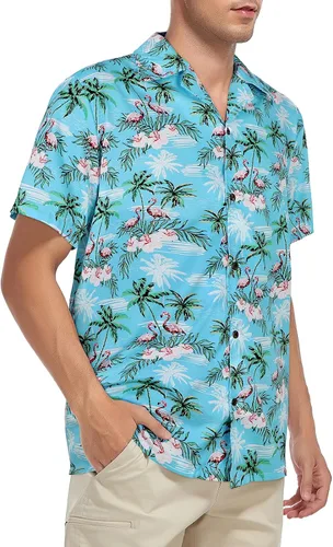Vista 5 de American Trends Camisa hawaiana para hombre, camisas casuales de playa con botones, camisas tropicales de manga corta para hombre