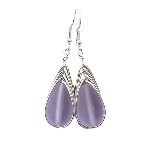 Vista 68 de Yinahawaii Handmade Sea Glass Earrings, Hawaiian Jewelry, Wire Braided Earrings Teardrop Earrings, Beach Jewelry Sea Glass Jewelry For Women Cobalt