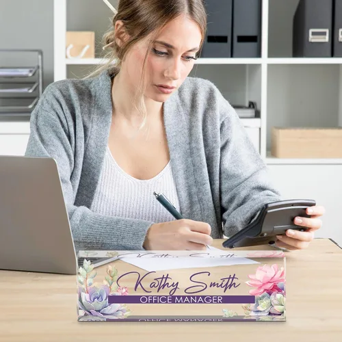 Vista 6 de Placa de nombre personalizada para escritorio, placa de nombre de escritorio personalizada, placa de nombre acrílica, accesorios de escritorio
