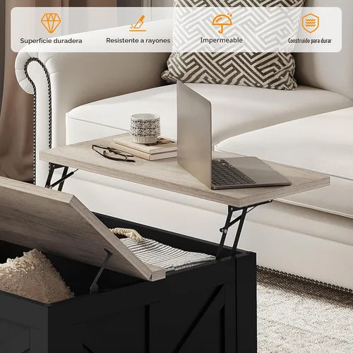 Vista 7 de Yaheetech - Mesa de centro con superficie superior abatible con almacenamiento, mesa de café cuadrada para sala de estar, mesas centrales de 31.5