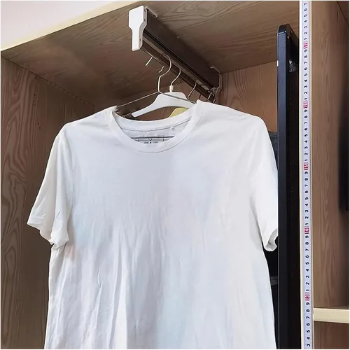 Vista 8 de Riel de acero inoxidable extraíble para colgar ropa, 11.8 in-31.5 in, riel retráctil para ropa de armario, riel de ropa ajustable para armario