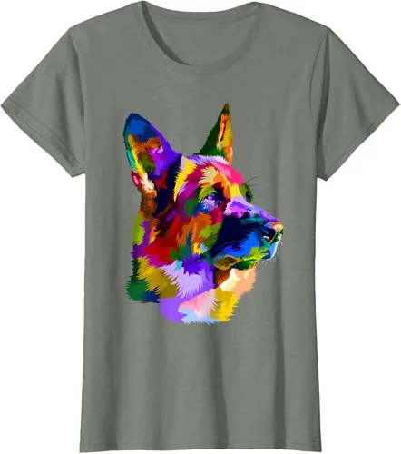 Vista 13 de Camiseta con retrato de pastor alemán para dueños de perros, Negro, S