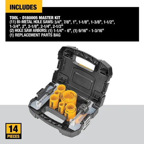 Vista 4 de Dewalt D180005 Kit de perforadora, 14 piezas