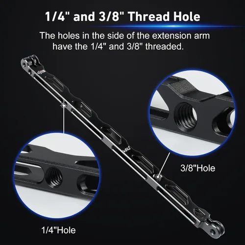 Vista 3 de HSU Brazo de extensión para GoPro, soporte de brazo de extensión de palo de casco de poste de aluminio