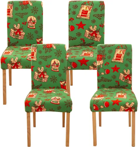 Vista 11 de Ogrmar 4 fundas elásticas extraíbles y lavables para silla de comedor, decoración de Navidad, decoración del hogar, funda de asiento de comedor