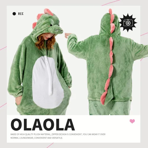 Vista 2 de OLAOLA Pijama de una pieza para adultos, disfraz de Halloween de animales, unisex, pijama de felpa para cosplay