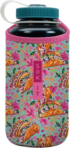 Vista 233 de Sok It BotlSok Funda para botella de agua con cubierta de neopreno aislante (Floral abstracto, se ajusta a CamelBak o Nalgene de 12 onzas)