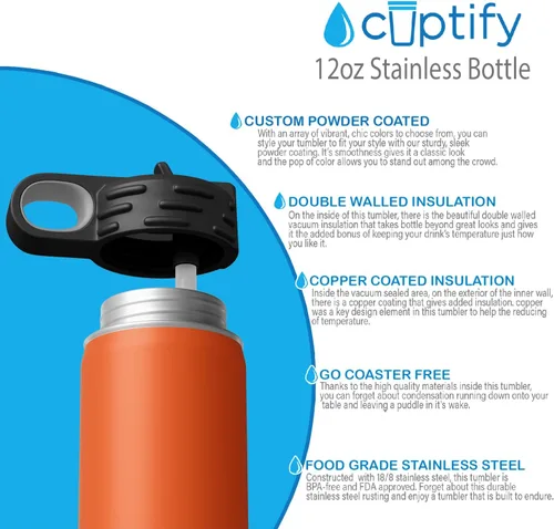 Vista 66 de Cuptify Botella de agua para niños personalizada con nombre en botella de agua aislada con anillo brillante verde de 12 onzas Verde brillante
