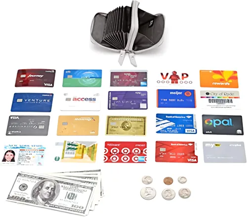 Vista 5 de Women's Leather RFID Secured Spacious Cute Zipper Card Wallet Small Purse