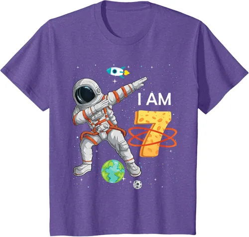 Vista 19 de Camiseta de cumpleaños para niños de 7 años de edad, astronauta Space 7th B-Day Negro