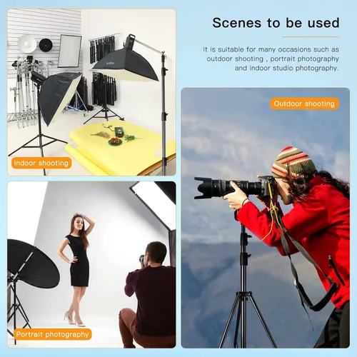 Vista 4 de Godox Soporte de luz de fotografía de aluminio para iluminación de estudio fotográfico, cajas de luz, paraguas, fondos - 240 cm, 94 pulgadas