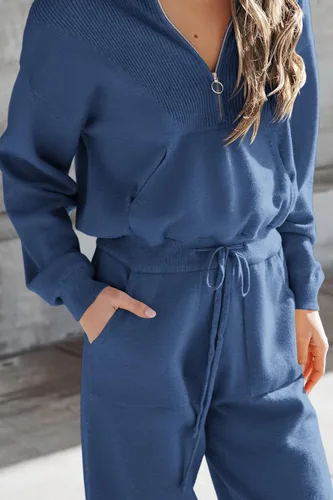 Vista 76 de PRETTYGARDEN Conjunto de suéter de 2 piezas para mujer, sudadera con cremallera, pantalones deportivos, ropa casual