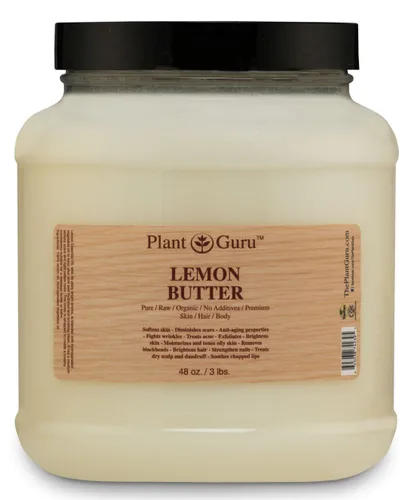 Vista 5 de Mantequilla corporal de limón 4 oz. 100% pura cruda, fresca y natural, prensada en frío. Hidratante para la piel, cuerpo y cabello, cremas