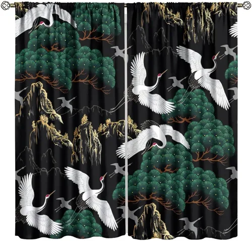 Vista 31 de Cortinas de cerezo, paisaje japonés, árbol de cerezo natural, primavera, dormitorio, sala de estar, ventana, 2 juegos de paneles, 42 x 45 pulgadas