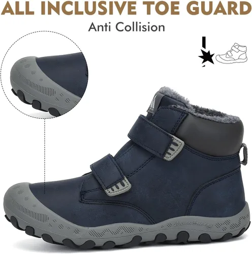 Vista 4 de Mishansha - Botas de senderismo para niños y niñas, longitud hasta el tobillo, resistentes al agua, antigolpes, antideslizantes, atléticas, para uso