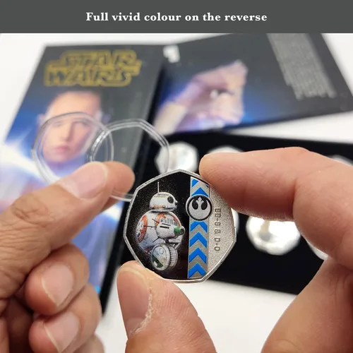 Vista 5 de Star Wars The Rise of Skywalker Collection - Lado de luz - 8 monedas/medallas conmemorativas de los personajes más memorables, chapado y acabado a