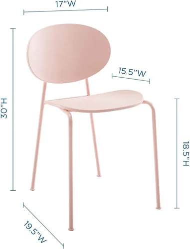 Vista 3 de Modway Palette - Silla moderna de plástico moldeado para comedor, color rosa, juego de 2, viene totalmente montada
