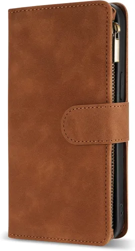 Vista 3 de ZZXX Funda tipo cartera para iPhone 14 Plus con [Bloqueo RFID] Ranura para tarjetas Cuero PU suave premium con cremallera tipo folio plegable