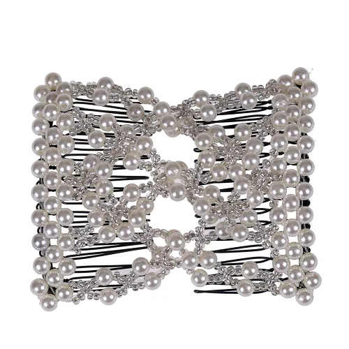 Vista 5 de 12 peines laterales mágicos para el cabello, con cuentas, elásticos, doble cara, clips para hacer moños, accesorios para el cabello para mujeres