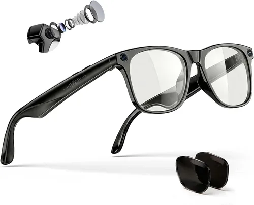 Vista 12 de EarlySincere Lentes inteligentes con cámara EIS 4K y asistente de voz AI, lentes polarizados con traducción en vivo, Bluetooth 5.4, lentes grises