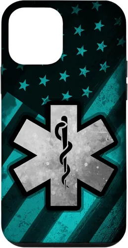 Vista 16 de Funda para iPhone 16 EMT EMS Paramédico Azul Turquesa USA Bandera Americana