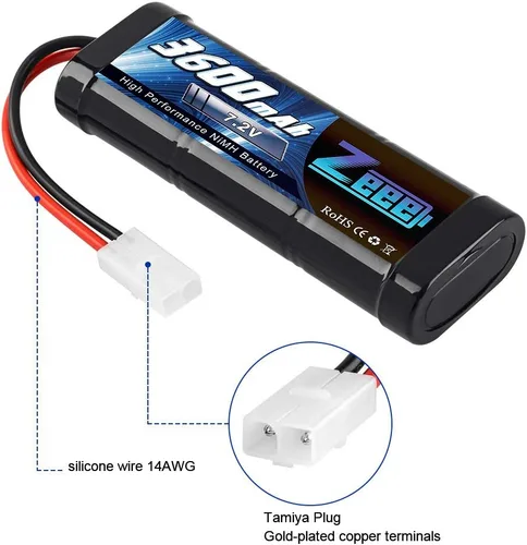 Vista 4 de Zeee 7.2V 3600mAh RC NiMH Batería con Tamiya Plug 2 Pack Baterías con 1 unids Lipo Safe Bag Bolsa ignífuga a prueba de explosiones para carga