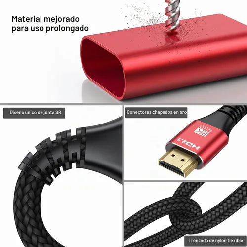 Vista 6 de Extensor HDMI 8K Cable de extensión HDMI 1.5FT, HDMI 2.1 macho a