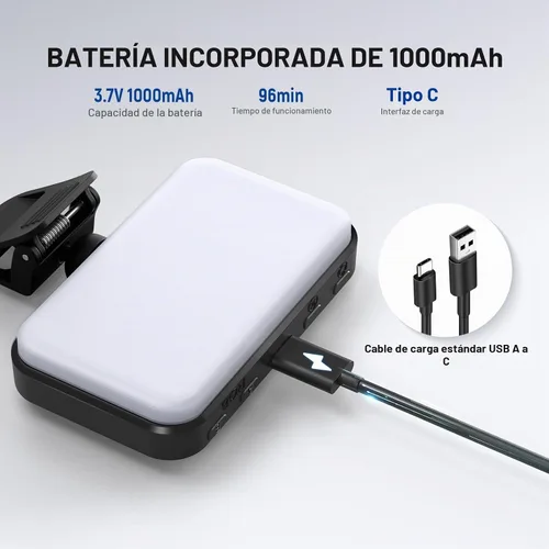 Vista 7 de NEEWER Versión de Nivel de Entrada Luz LED RGB Selfie, 91 LEDs Luz de Relleno para Teléfono con Clip Plástico para iPhone, 20 Efectos CRI92 1000mAh