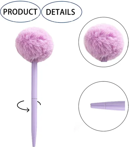 Vista 3 de IXIGER Bolígrafos de felpa, bonitos bolígrafos esponjosos, plumas de regalo coloridas y esponjosas para Pascua y suministros de fiesta, 3 bolígrafos