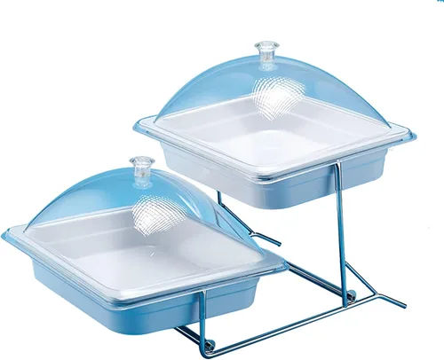 Vista 9 de Mlaea Bandeja blanca para alimentos con estante desmontable de acero inoxidable, soporte de frutas de gran capacidad para banquetes y bufé