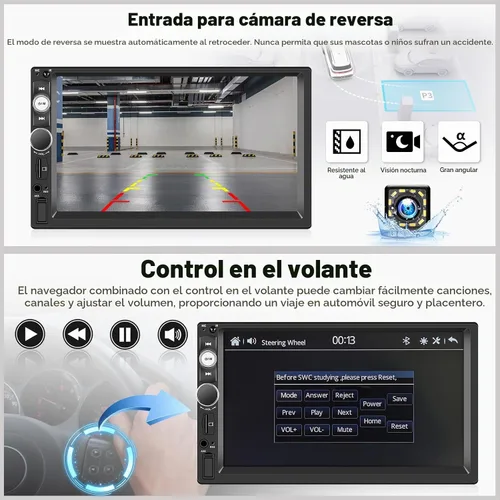 Vista 5 de UNITOPSCI Estéreo de auto de doble DIN con Apple CarPlay y Android Auto Bluetooth, pantalla táctil de 7 pulgadas, radio de auto de 2 DIN