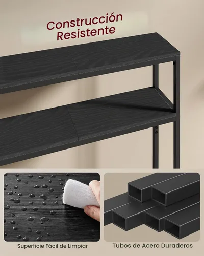 Vista 4 de VASAGLE Mesa consola, mesa de sofá estrecha de 2 niveles con 2 estantes, 7.9 x 31.5 x 31.5 pulgadas, para sala de estar, pasillo, entrada, gris