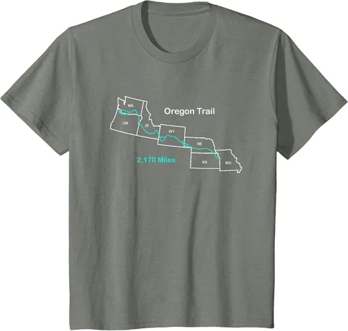 Vista 19 de Route Map of The Oregon National Historic Trail T-Shirt Asphalt Grey