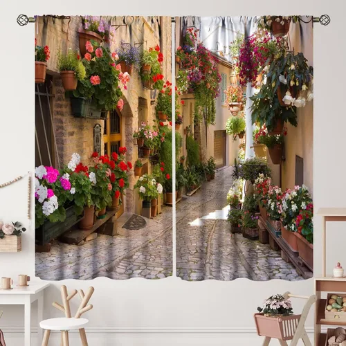Vista 14 de Cortinas italianas, patio antiguo, sillas de café de Italia, casas históricas en la calle, sala de estar, dormitorio, cortinas opacas con bolsillo
