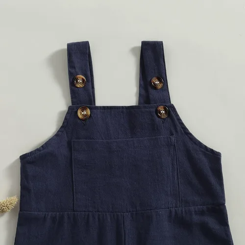Vista 6 de Rtnnsbbfcm Overol de algodón y lino para bebé, niño, niña, pantalones largos, de una pieza, overol de verano y otoño