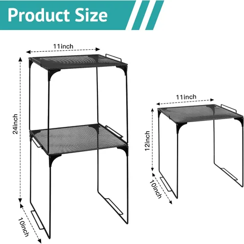 Vista 3 de Estante organizador de casillero apilable extra para casillero escolar, organizador de armario de almacenamiento, accesorios adecuados para la Negro
