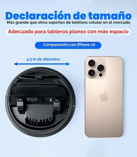Vista 7 de Soporte para teléfono celular de salpicadero, soporte de teléfono móvil multifuncional para automóvil, soporte de teléfono de coche giratorio