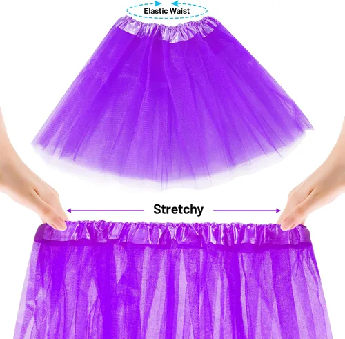 Vista 2 de Traje de niños de los años 80 para niñas, falda tutú, calentadores de piernas, guantes de red, collar, accesorios de disfraz de los años 80, vestido