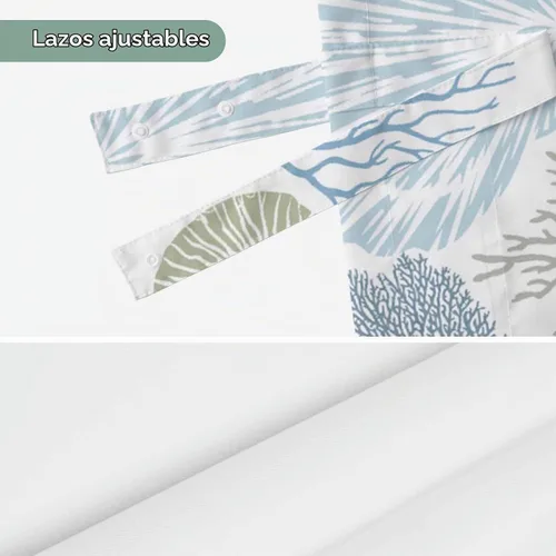 Vista 8 de Cenefa de amarre para ventanas, cortinas náuticas costeras de coral, cenefas con bolsillo para barra, cortinas de ventana con temática de playa